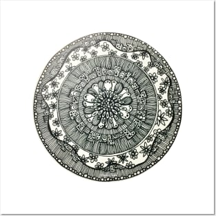 Black and White mandala Posters and Art